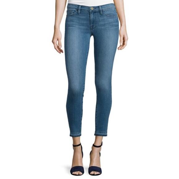 FRAME Denim Le Skinny De Jeanne Crop Size 25 Raw Hem 7/8 Denim Stretch - Picture 1 of 7
